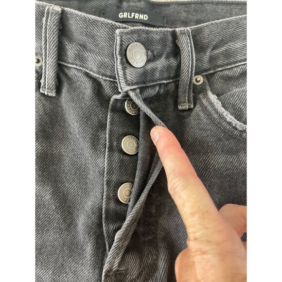 GRLFRND Karolina Black High Rise‎ Straight Ripped Jeans Wild Thing 25 $195 - Picture 7 of 13